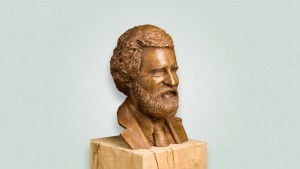 brons borstbeeld van man met baard in lichte patina